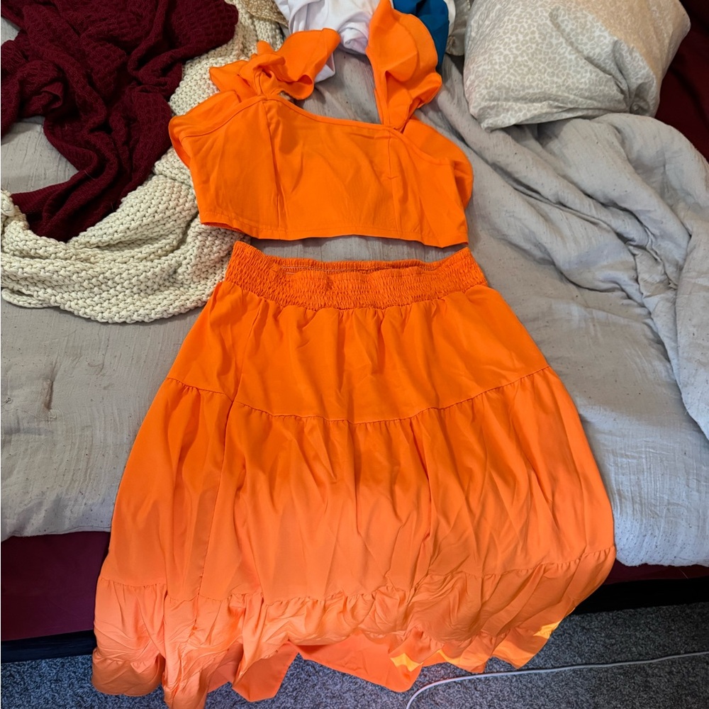 Orange Two-Piece Set – Shein XL (Fits Like Large)